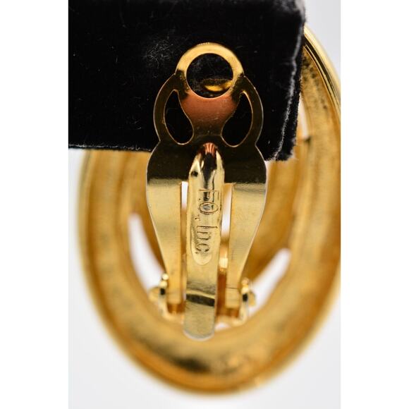 Fernando Originals Vintage Clip Earrings Chunky Gold Tone FO Signed 1980s BinAI - Picture 9 of 12